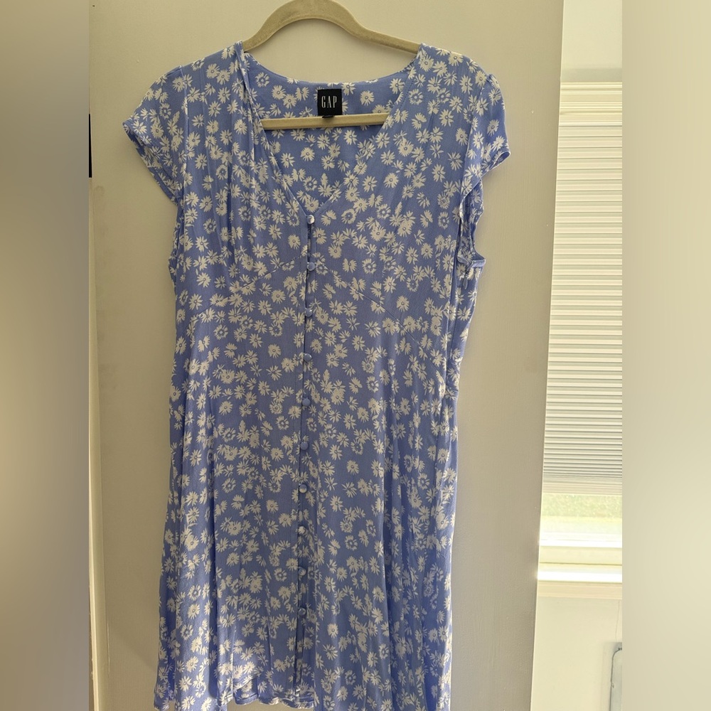 GAP Light Blue Dress with White Floral Design